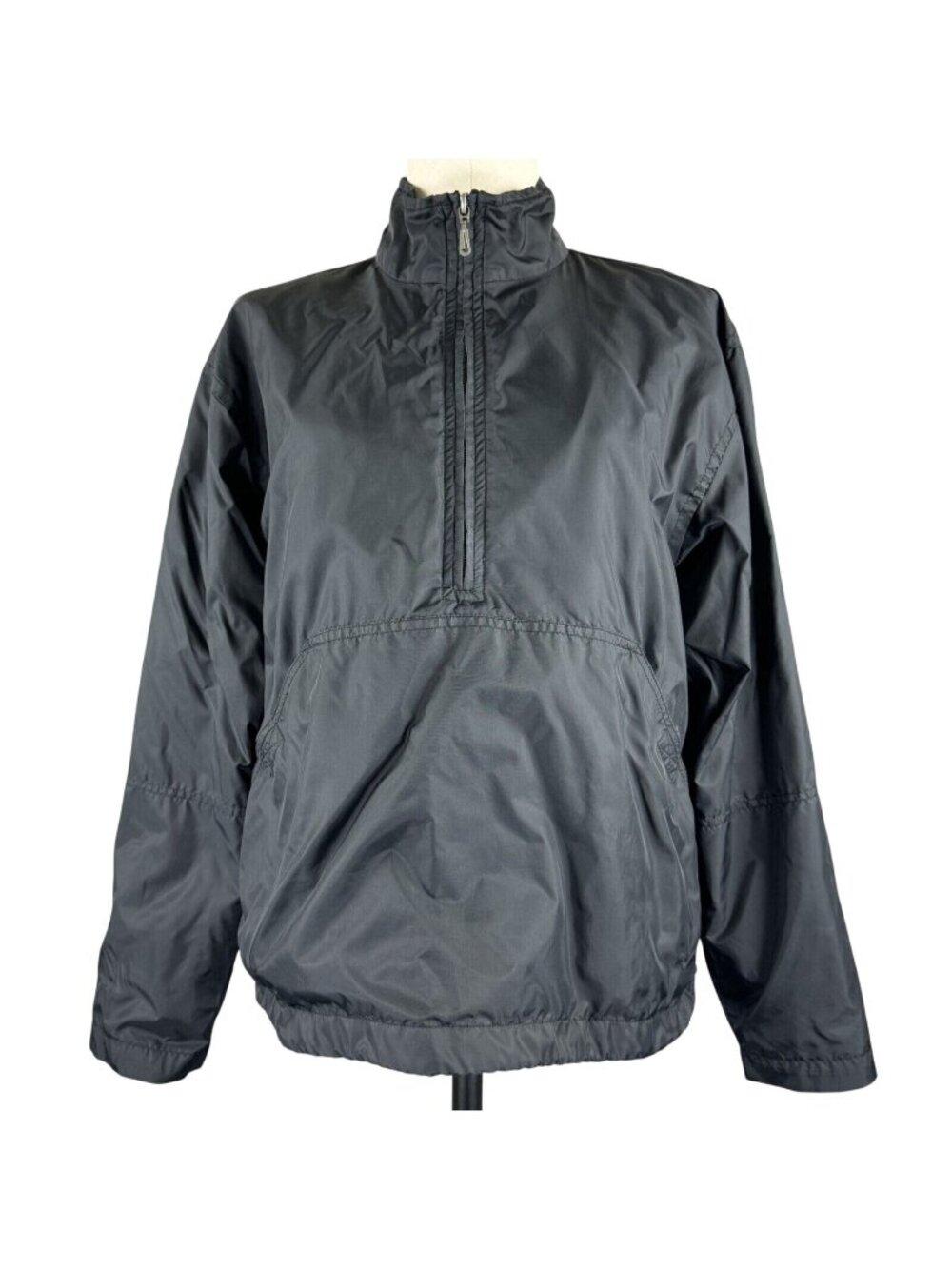 Nike Half Zip Windbreaker Jacket Womens Medium Black Lined High Neck Long Sleeve